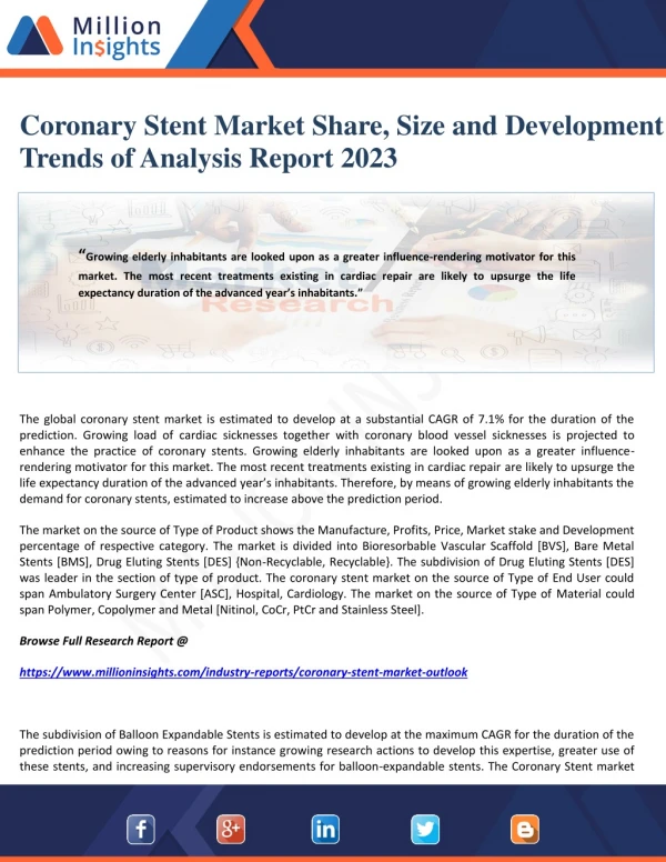 Coronary Stent Market Share, Size and Development Trends of Analysis Report 2023