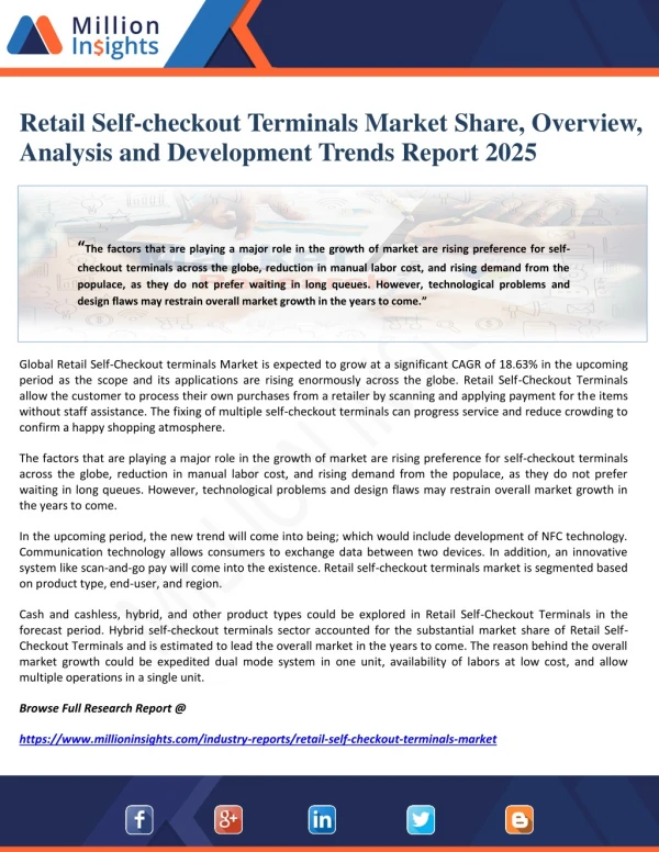 Retail Self-checkout Terminals Market Share, Overview, Analysis and Development Trends Report 2025