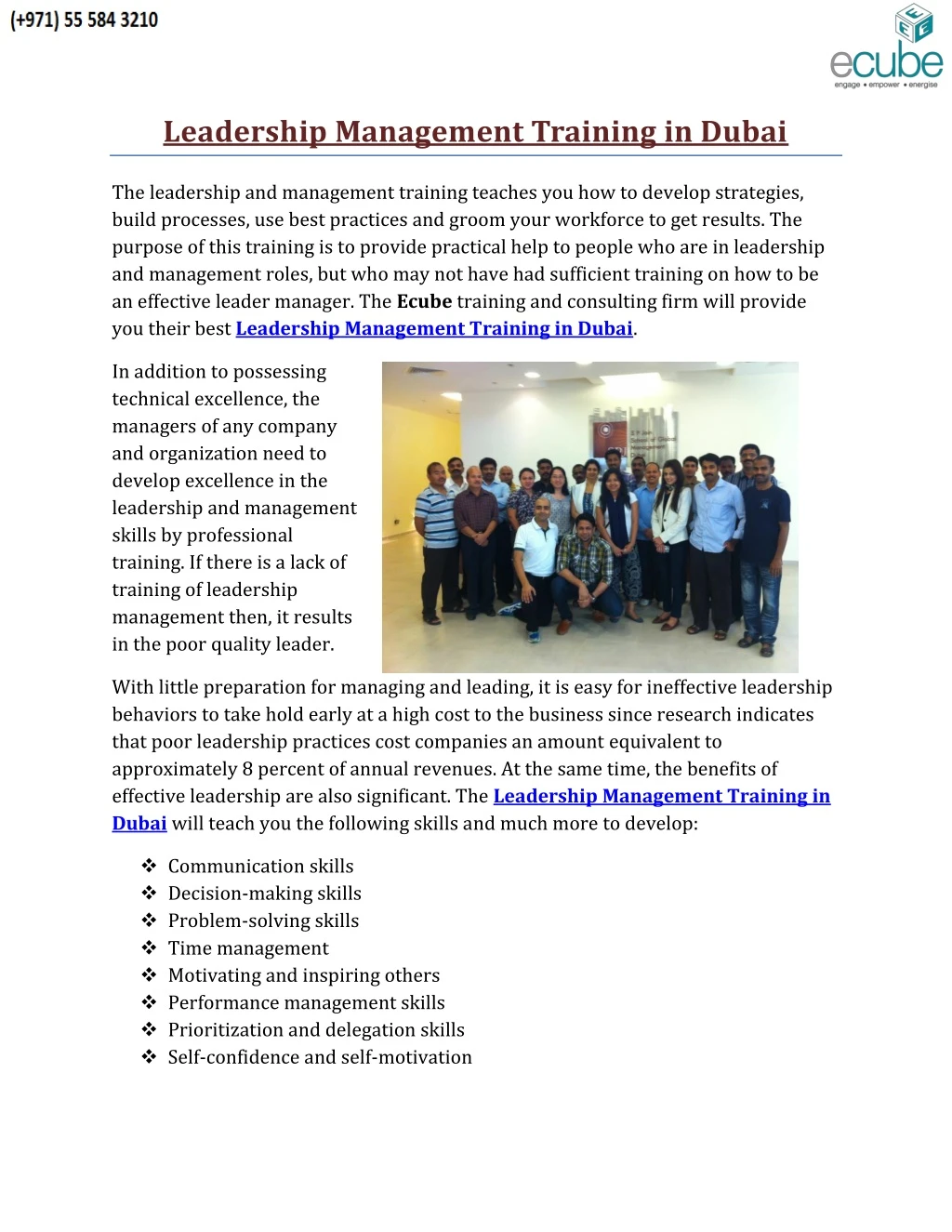 leadership management training in dubai