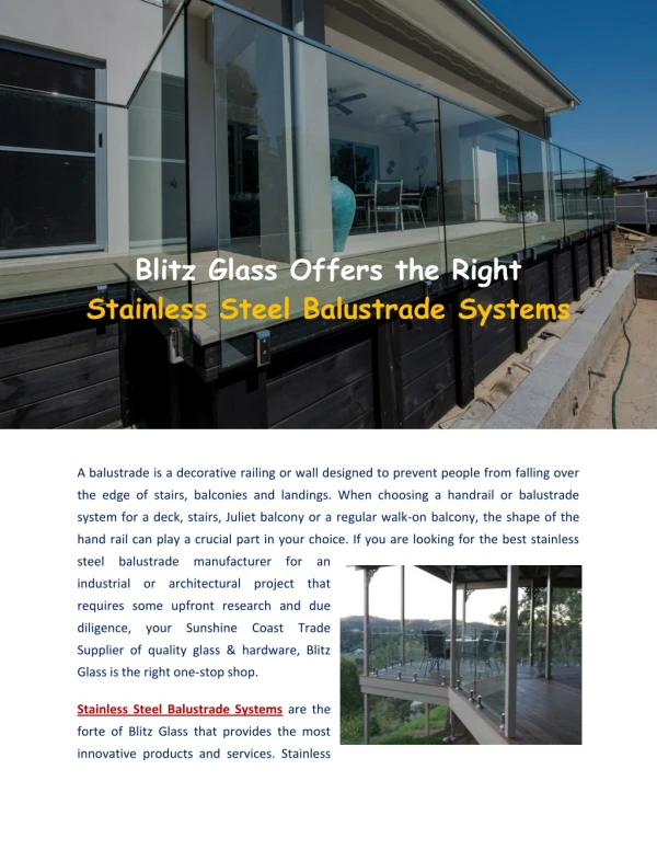 Stainless Steel Balustrade Systems