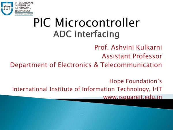 PIC Microcontroller - Department of Electronics & Telecommunication Engineering