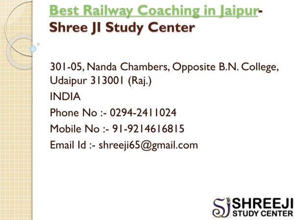 Best Railway Coaching in Jaipur-Shree JI Study Center