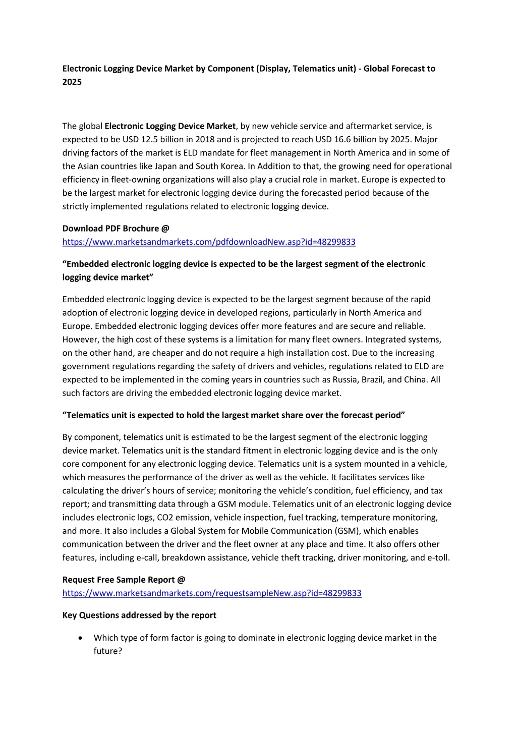 electronic logging device market by component