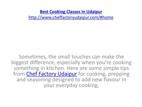 Best Cooking Classes in Udaipur