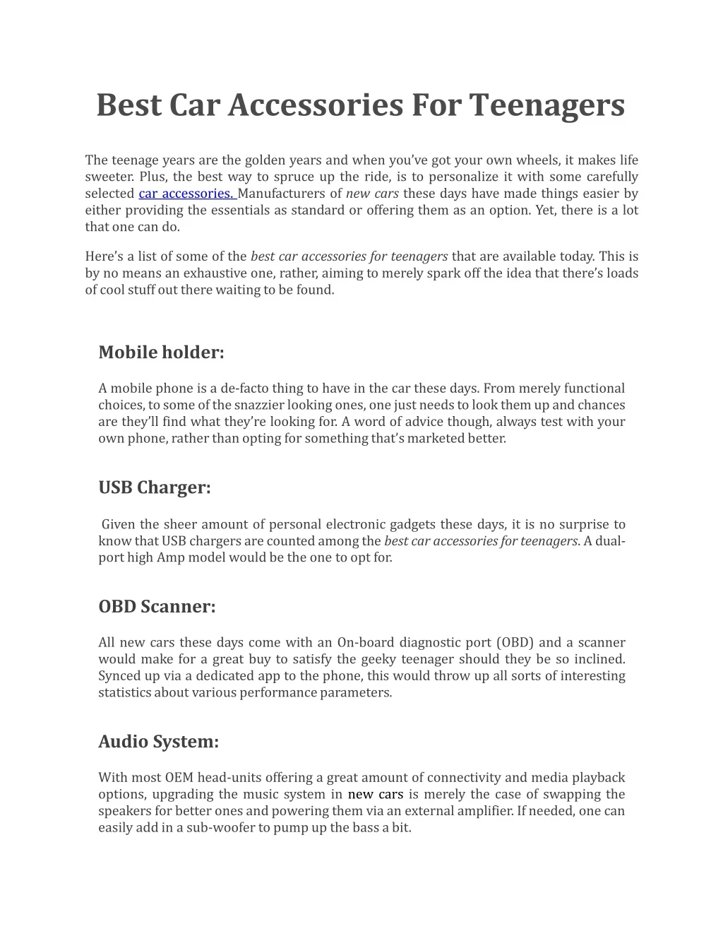 best car accessories for teenagers