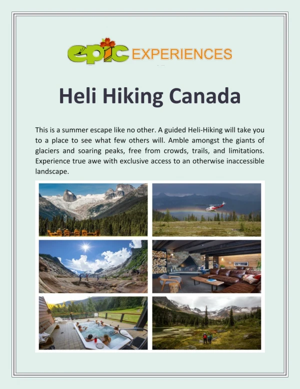 Heli Hiking Canada | Epic Experiences