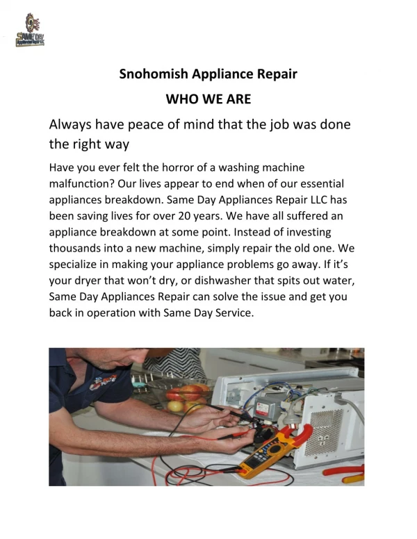 Snohomish Appliance Repair