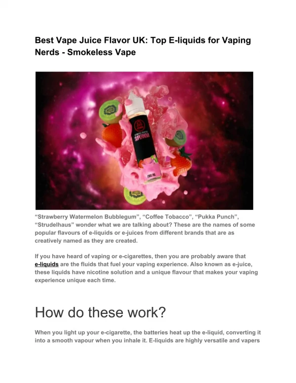 Best Vape Juice Flavor UK: Top E-liquids for Vaping Nerds - Smokeless Vape