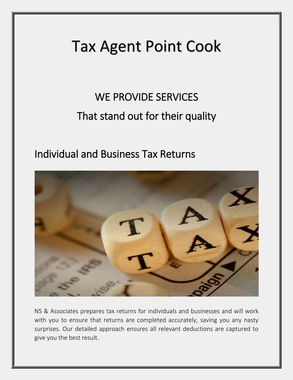 tax agent point cook
