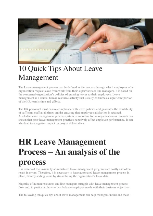 10 Quick Tips About Leave Management