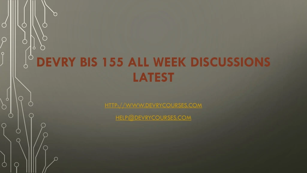 devry bis 155 all week discussions latest
