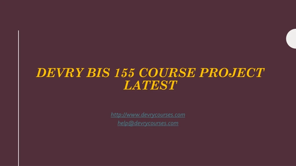 devry bis 155 course project latest