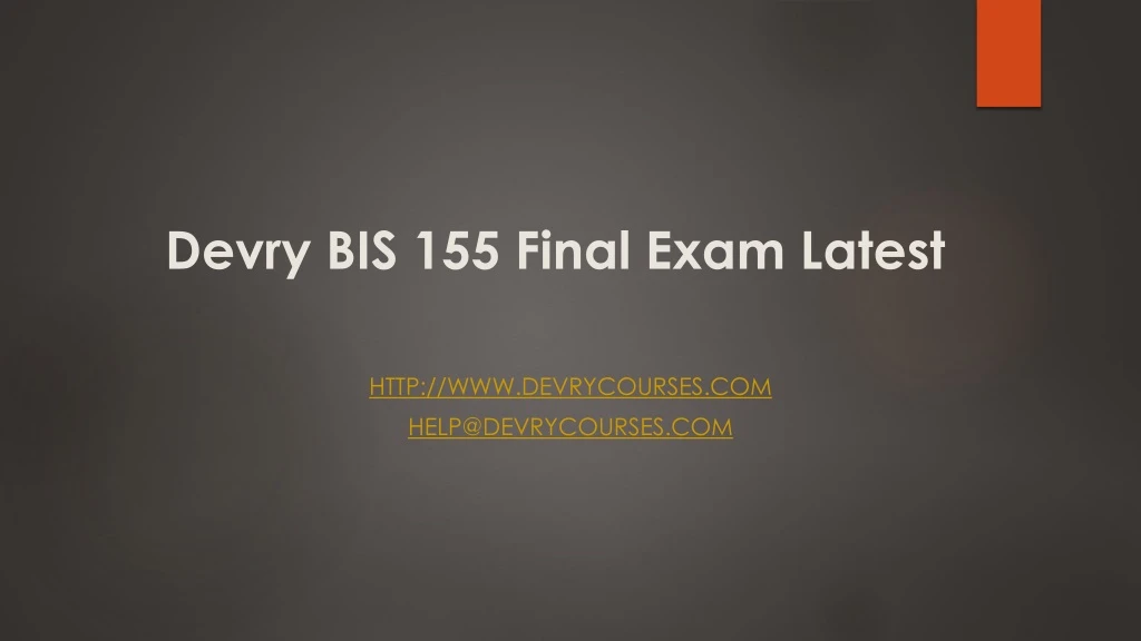 devry bis 155 final exam latest