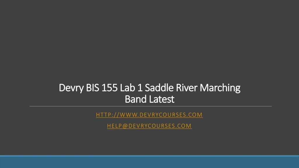 devry bis 155 lab 1 saddle river marching band latest