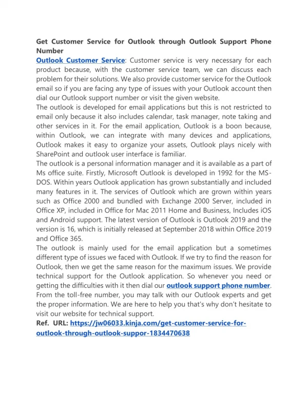 Get Customer Service for Outlook through Outlook Support Phone Number