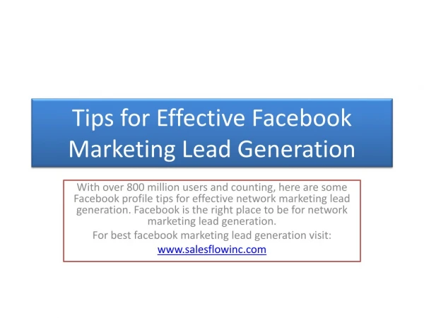 Tips for Effective Facebook Marketing Lead Generation