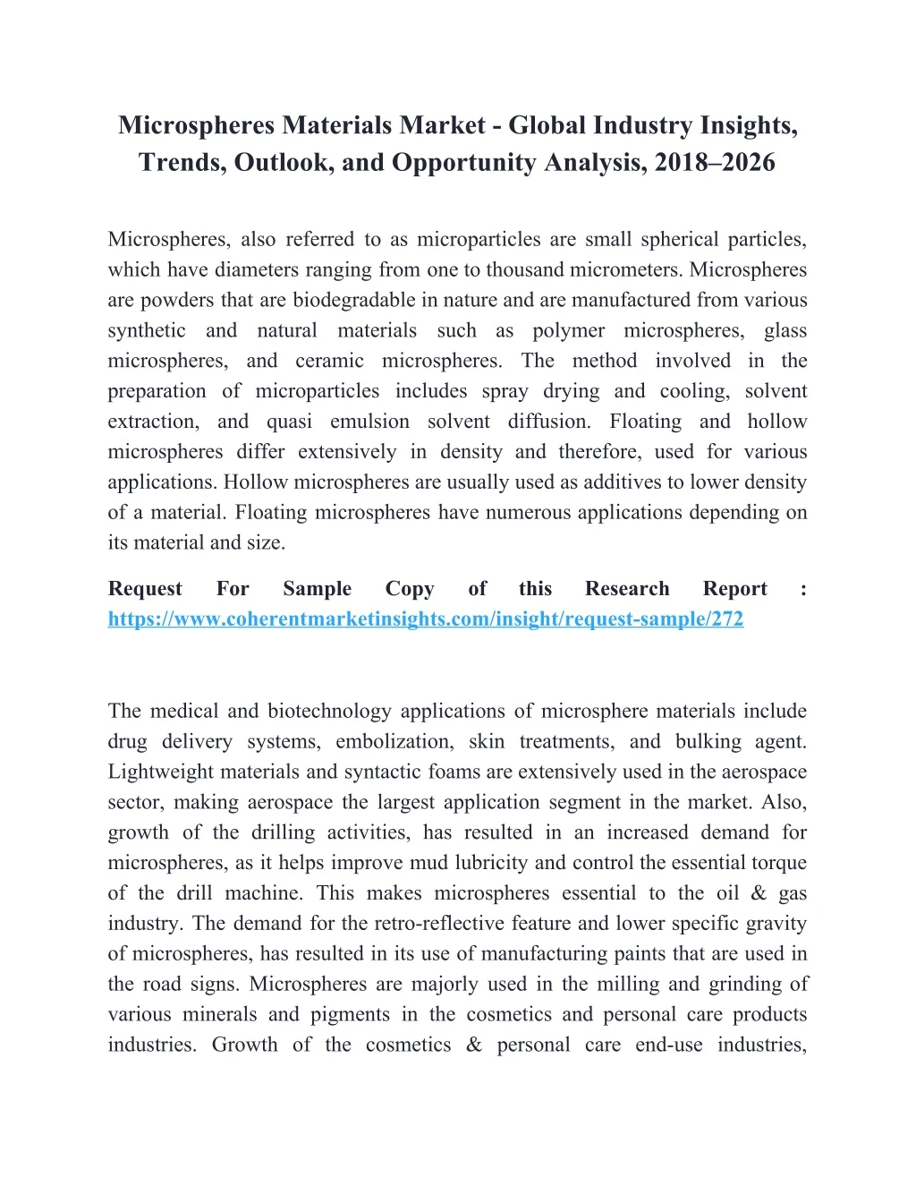 microspheres materials market global industry