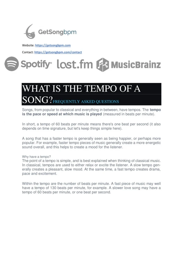 What is the Tempo of a Song