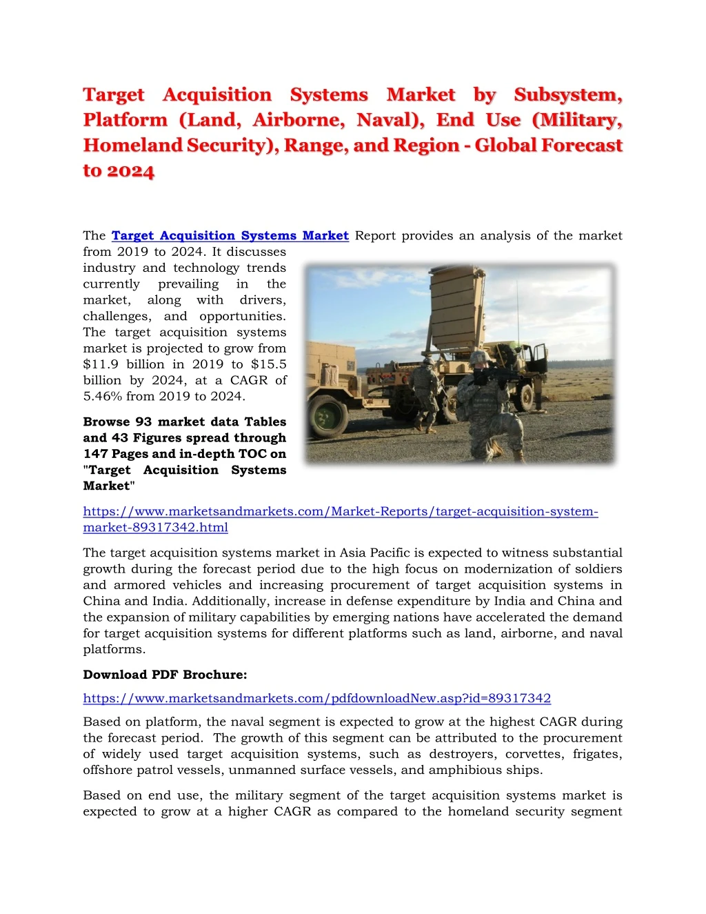 target acquisition systems market by subsystem