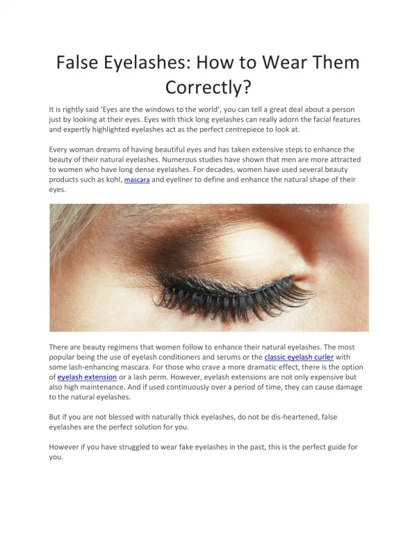 False Eyelashes: How to Wear Them Correctly?