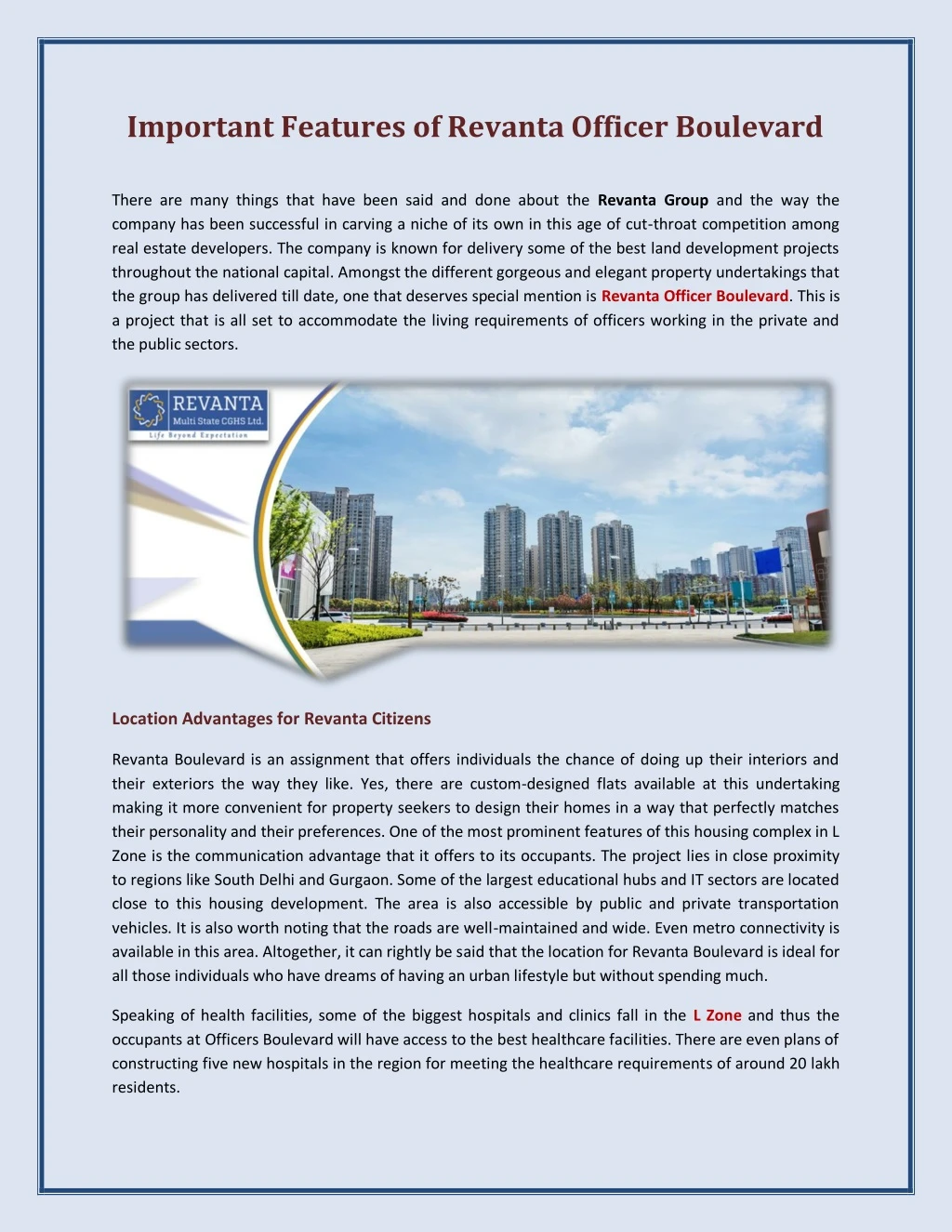 important features of revanta officer boulevard