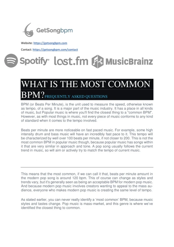 What is the Most Common BPM