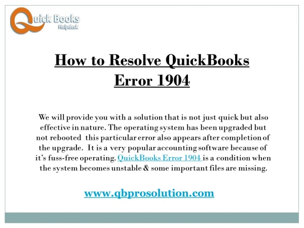 Resolve QuickBooks Error 1904