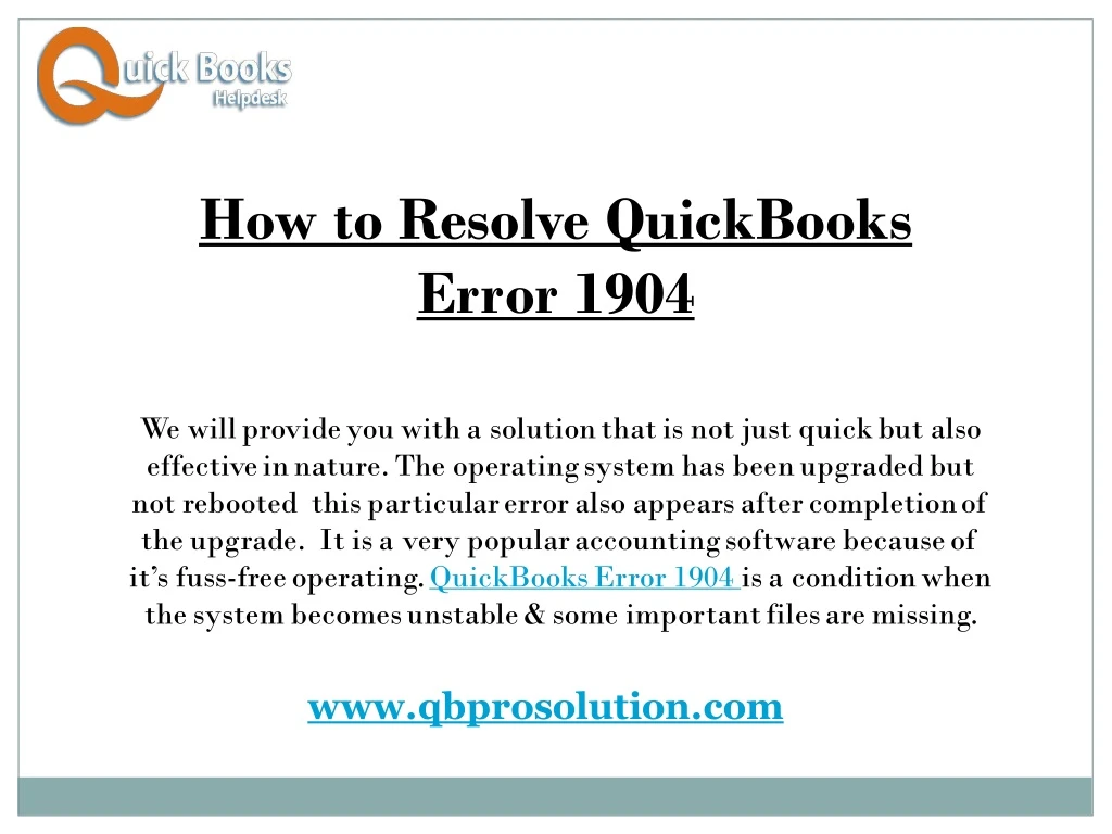 how to resolve quickbooks error 1904