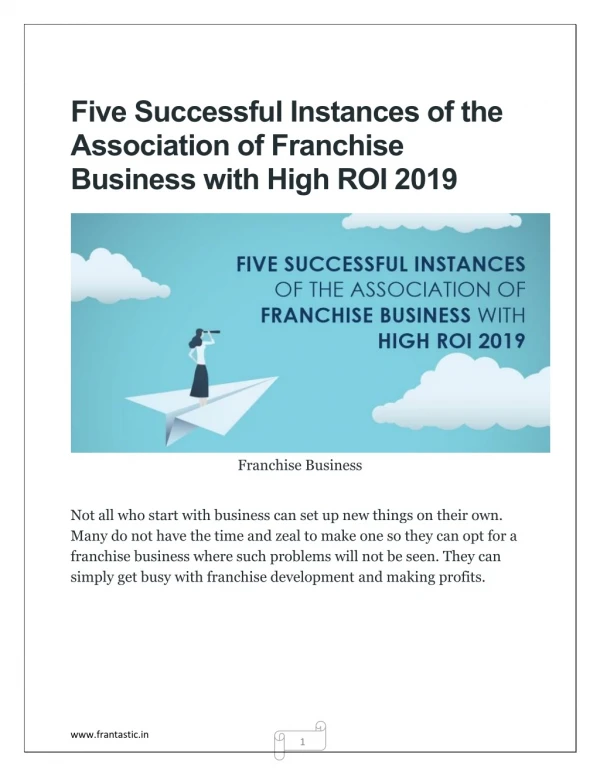 Five Successful Instances of the Association of Franchise Business with High ROI 2019