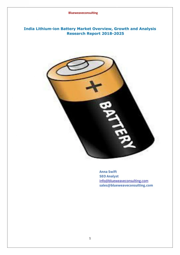 India Lithium-ion Battery Market Rising Demand, Growth, Trend & Forecast to 2025|