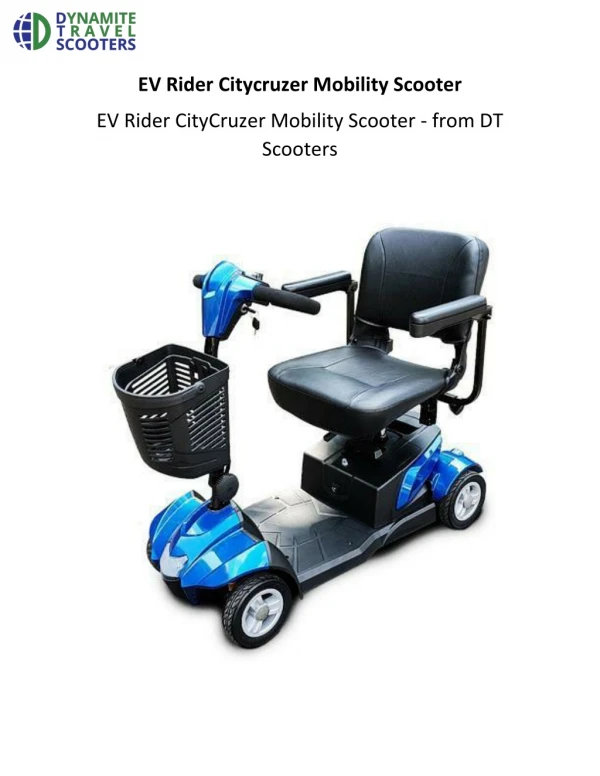 EV Rider Citycruzer Mobility Scooter
