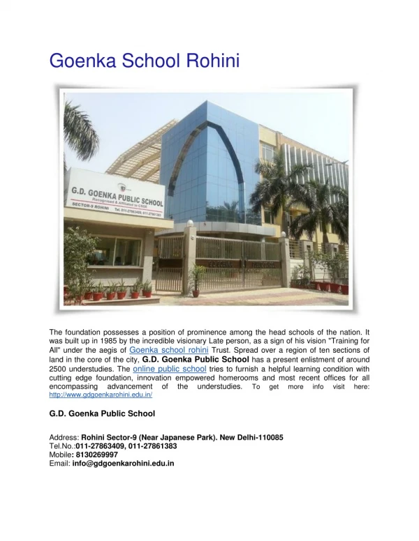 Online Goenka School Rohini