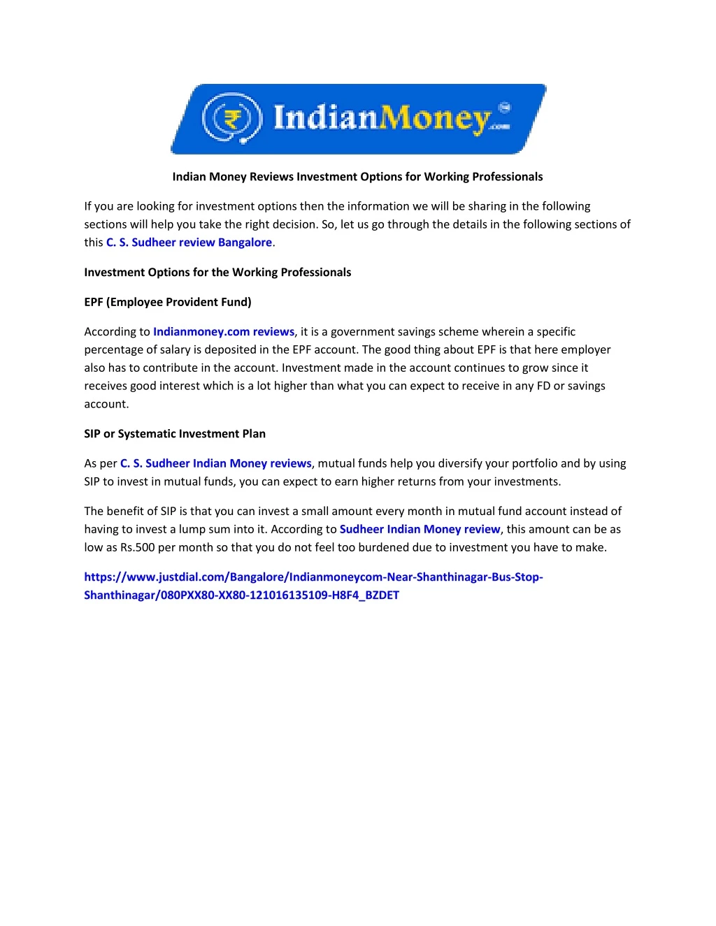 indian money reviews investment options