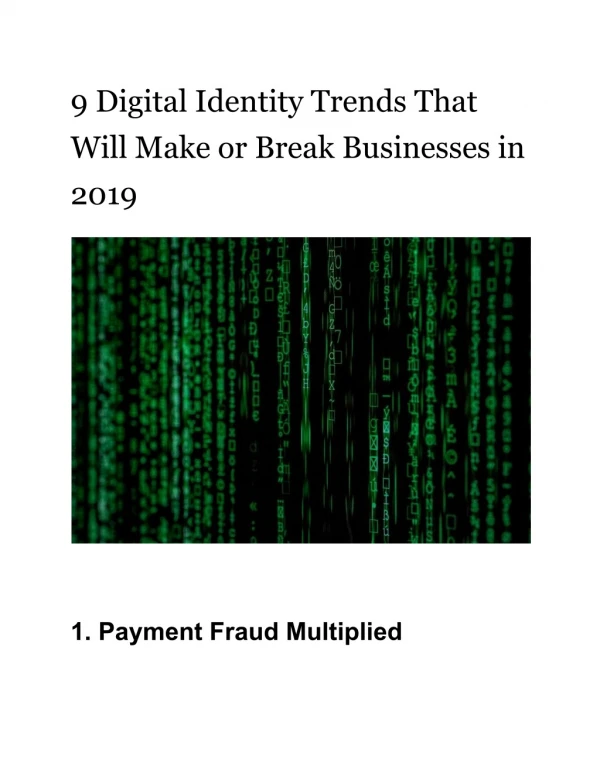 9 Digital Identity Trends That Will Make or Break Businesses in 2019