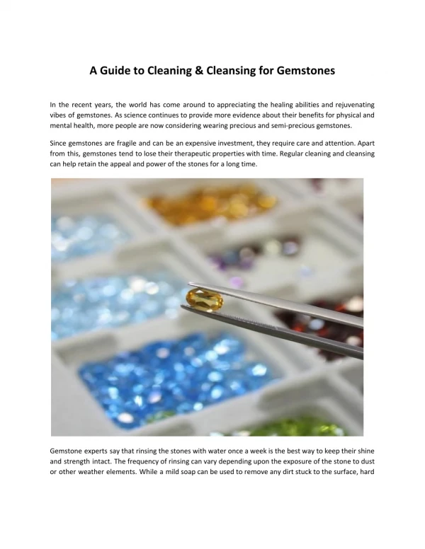 A Guide to Cleaning & Cleansing for Gemstones