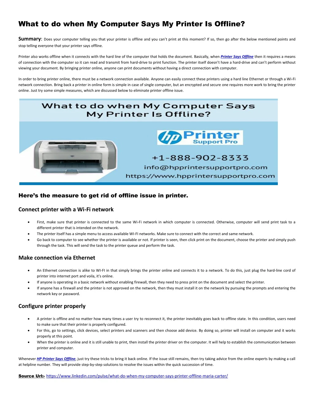 what to do when my computer says my printer