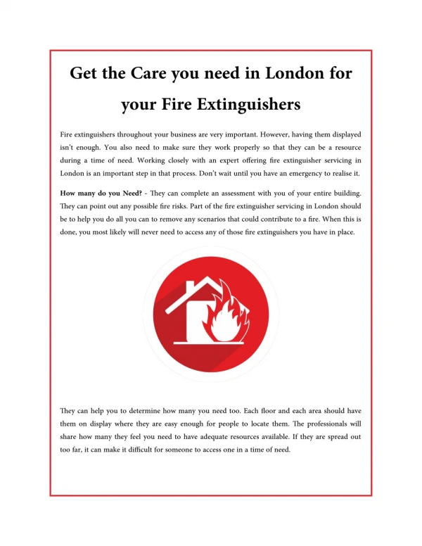 Get the Care you need in London for your Fire Extinguishers