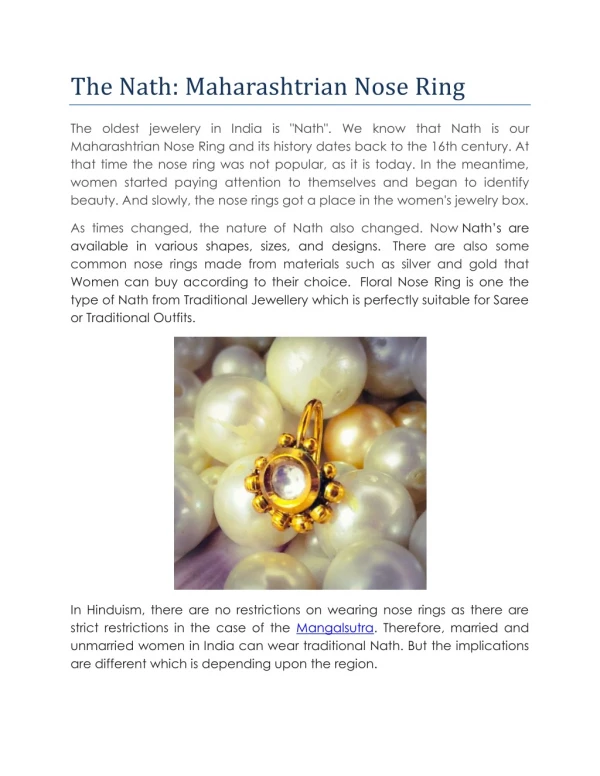 The Nath: Maharashtrian Nose Ring