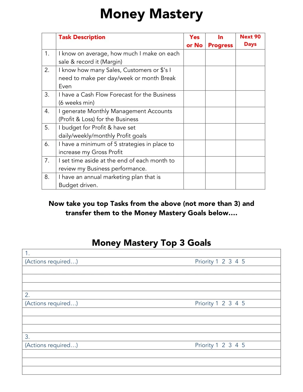 money mastery task description