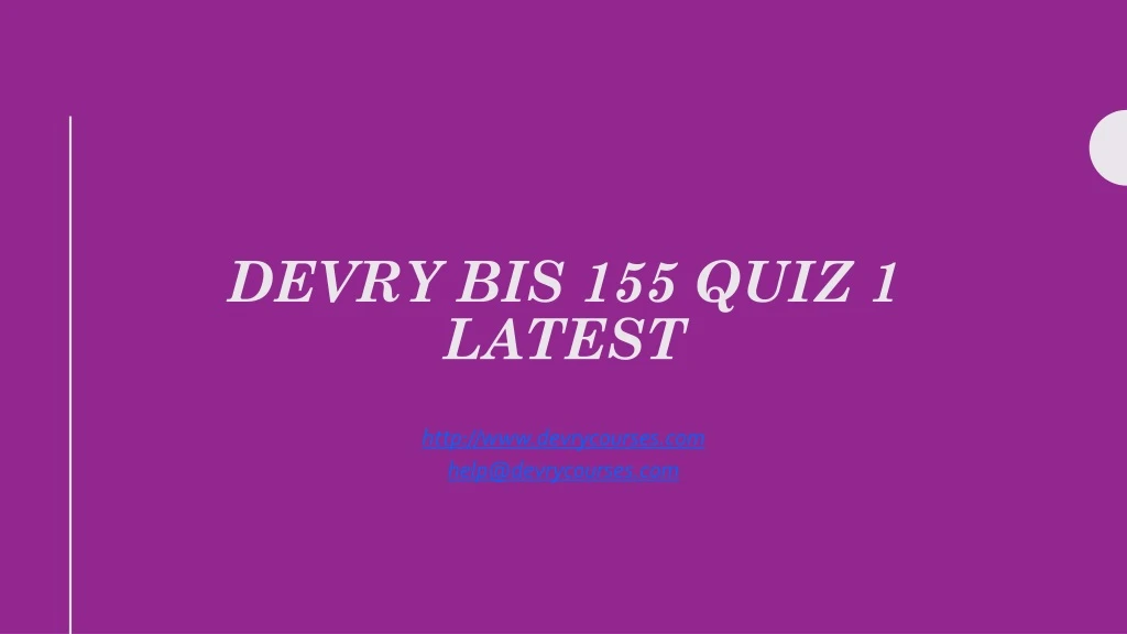 devry bis 155 quiz 1 latest