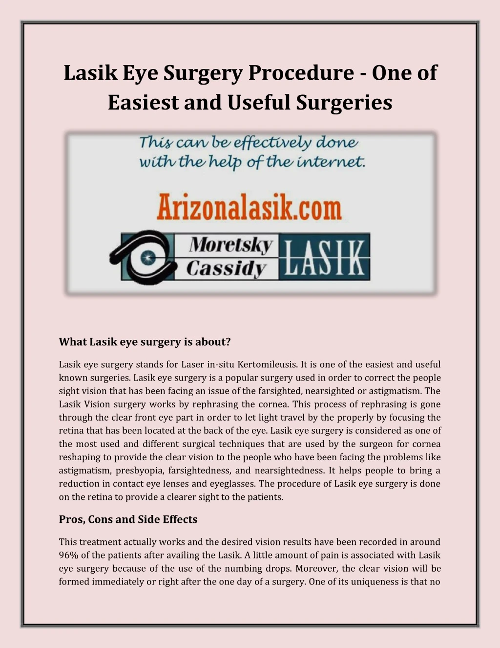 lasik eye surgery procedure one of easiest