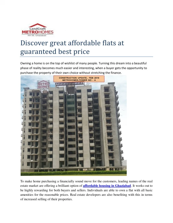 Discover great affordable flats at guaranteed best price