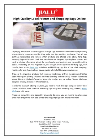 High-Quality Label Printer and Shopping Bags Online - slide 1