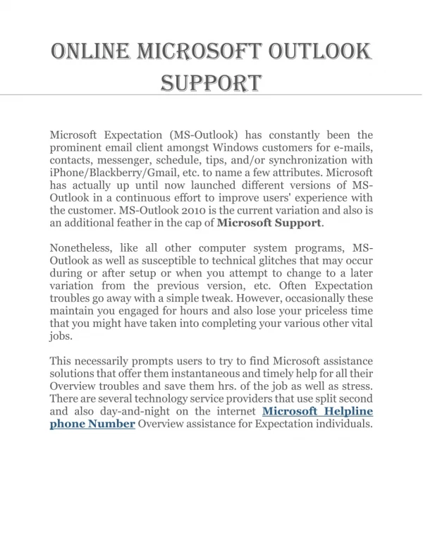Online Microsoft Outlook Support