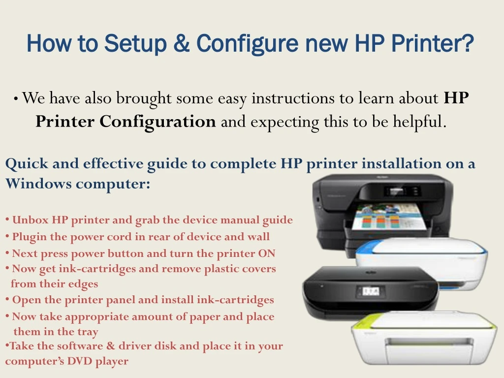 how to setup configure new hp printer