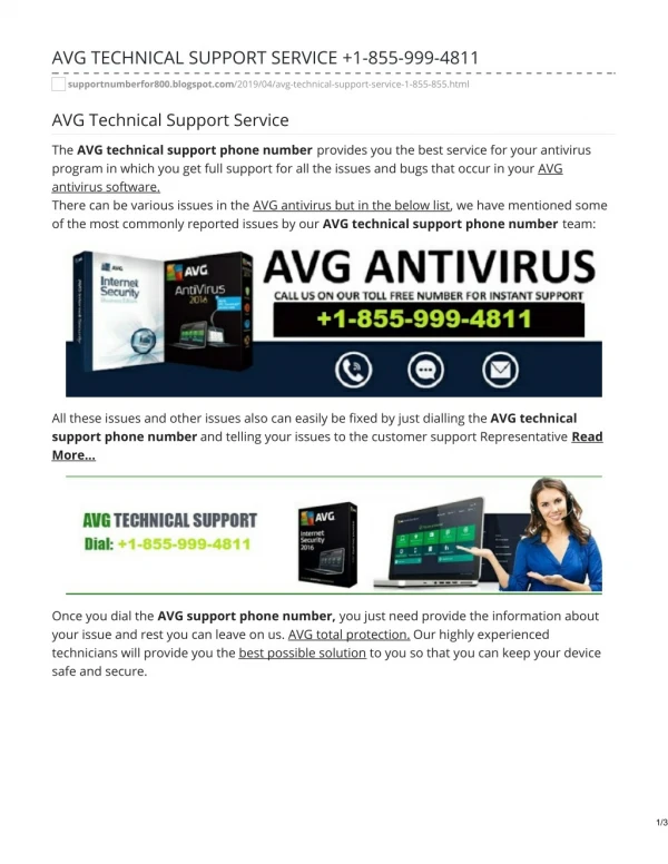 AVG Support Phone Number 1-855-999-4811 Expert Team Knows The Solution To Your Problem