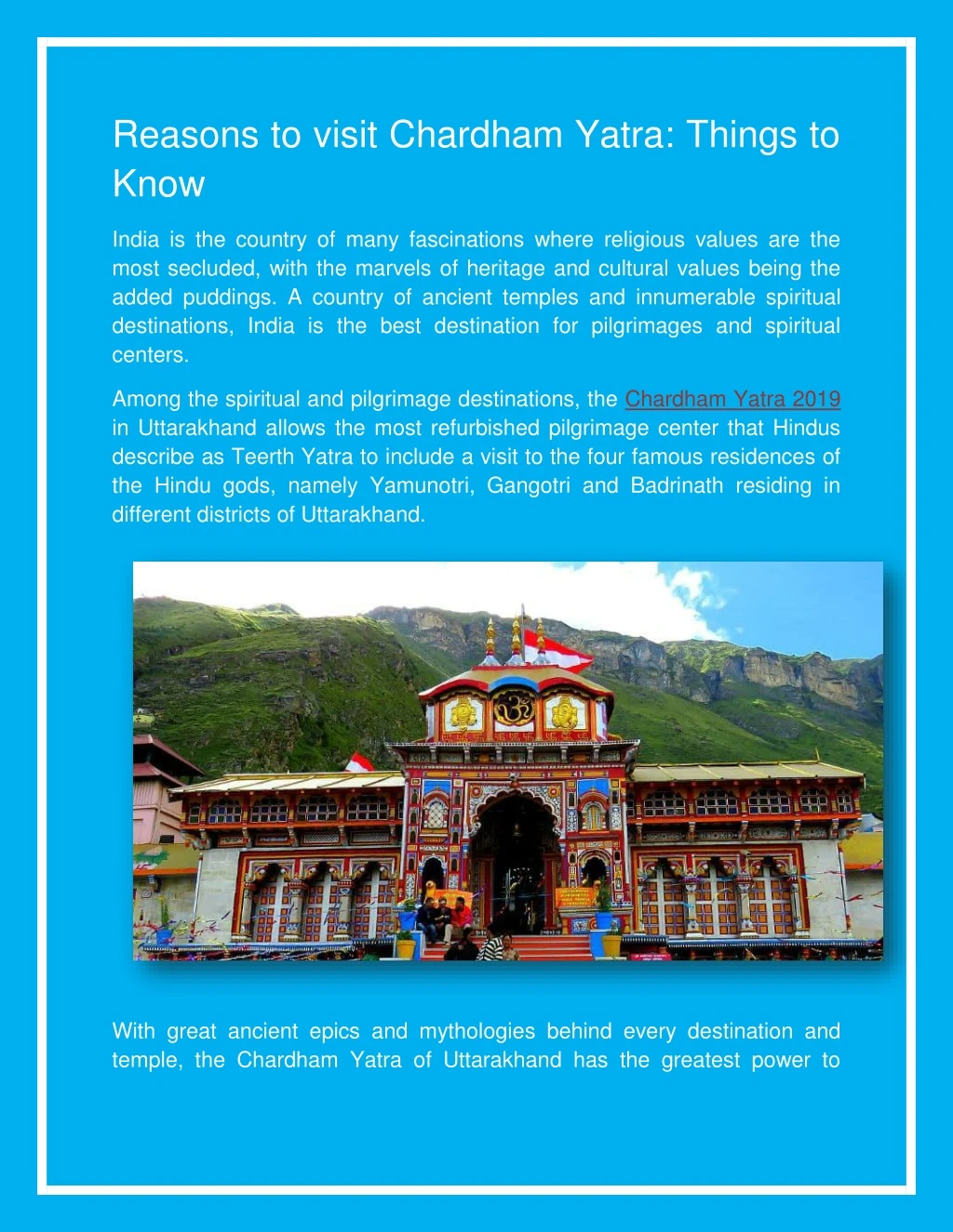 reasons to visit chardham yatra things to know