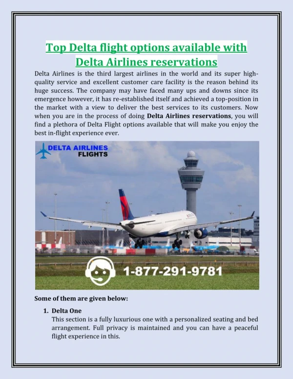 Top Delta Flight Options Available with Delta Airlines Reservations