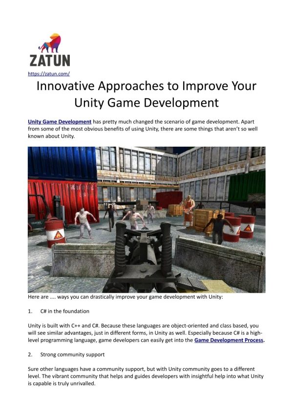 Innovative Approaches to Improve Your Unity Game Development