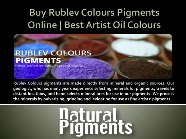 Buy Rublev Colours Pigments Online | Best Artist Oil Colours